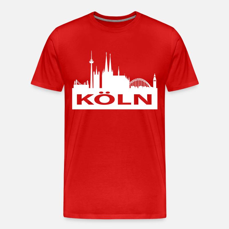 Skyline Köln - Kölner Dom - Männer Premium Bio T-Shirt - Rot