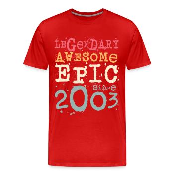 Born in 2003 Birthday Gift - Men's Premium Organic T-Shirt - red - Front - Damien (186cm)