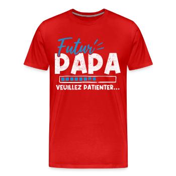 Futur papa veuillez patienter - T-shirt bio Premium Homme - rouge - Devant - Damien (186cm)