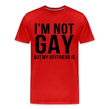ICH BIN NICHT SCHWUL - ABER MEIN FREUND! - Männer Premium Bio T-Shirt - Rot - Vorne - Damien (186cm)