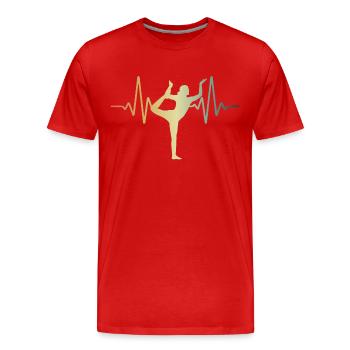 Rythme cardiaque, Yoga, ECG, Pouls, Fréquence cardiaque - T-shirt bio Premium Homme - rouge - Devant - Damien (186cm)