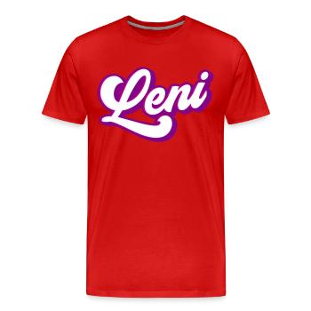 Leni | Farben änderbar - Männer Premium Bio T-Shirt - Rot - Vorne - Damien (186cm)