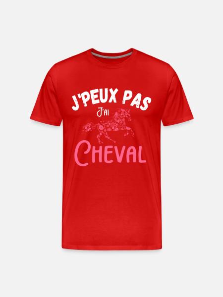 J'peux pas jai cheval - cheval mandala fleurs - T-shirt bio Premium Homme - rouge
