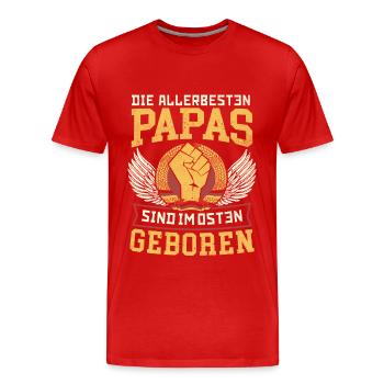 DIE ALLERBESTEN PAPAS SIND IM OSTEN GEBOREN DDR - Männer Premium Bio T-Shirt - Rot - Vorne - Damien (186cm)