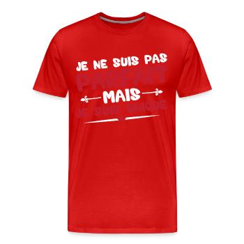 Je ne suis pas parfait mais je suis unique - T-shirt bio Premium Homme - rouge - Devant - Damien (186cm)