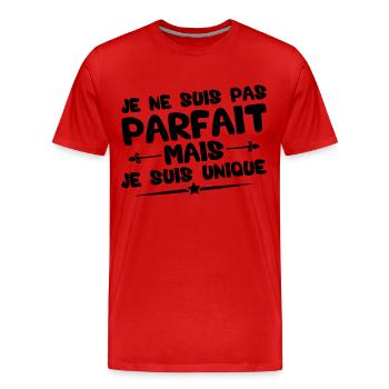 Je ne suis pas parfait mais je suis unique - T-shirt bio Premium Homme - rouge - Devant - Damien (186cm)