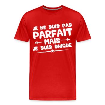 Je ne suis pas parfait mais je suis unique - T-shirt bio Premium Homme - rouge - Devant - Damien (186cm)