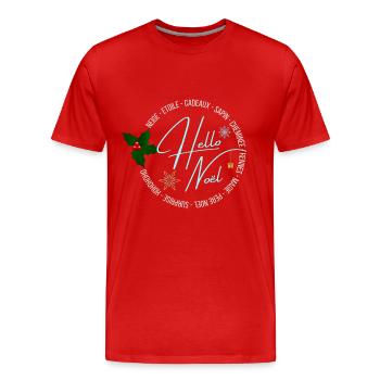 Hello Noël - T-shirt bio Premium Homme - rouge - Devant - Damien (186cm)