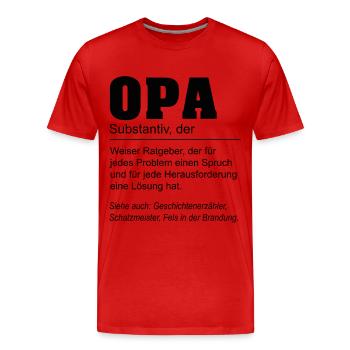 Opa Definition - Männer Premium Bio T-Shirt - Rot - Vorne - Damien (186cm)