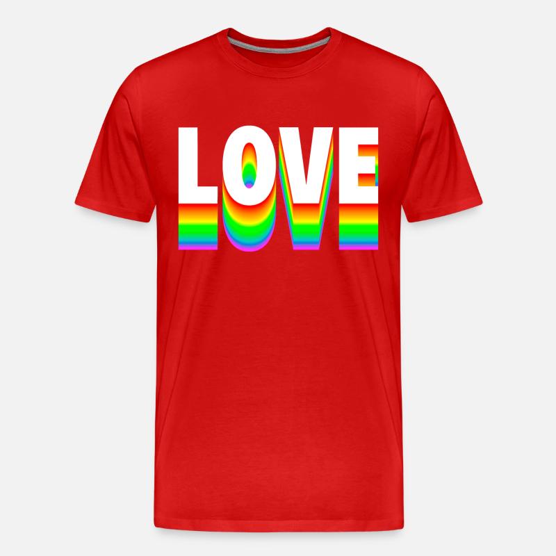 Love Text Regenbogen - Männer Premium Bio T-Shirt - Rot