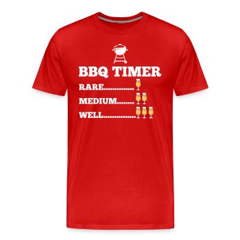 BBQ Timer Barbecue Beer Steak Grill Funny Grilling - Men's Premium Organic T-Shirt - red - Front - Damien (186cm)