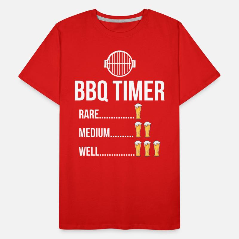BBQ Timer Grill Beer Steak Fun Grilling T-shirt bio Premium Homme