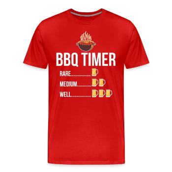BBQ Timer Barbecue Beer Steak Grill Funny Grilling - Men's Premium Organic T-Shirt - red - Front - Damien (186cm)