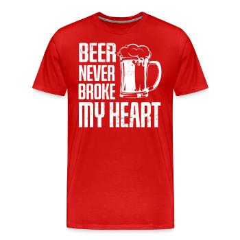 Beer Never Broke My Heart Festival Beer - Men's Premium Organic T-Shirt - red - Front - Damien (186cm)