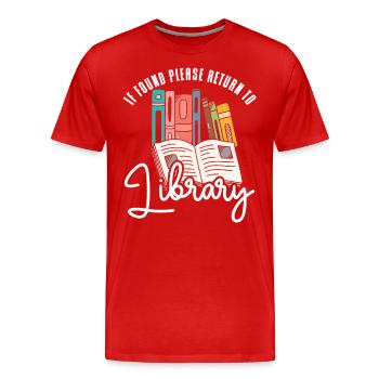 If Found Please Return to Library - Männer Premium Bio T-Shirt - Rot - Vorne - Damien (186cm)
