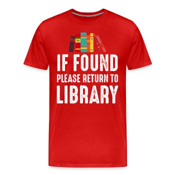 If Found Please Return to Library - Männer Premium Bio T-Shirt - Rot - Vorne - Damien (186cm)