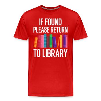 If Found Please Return to Library - Männer Premium Bio T-Shirt - Rot - Vorne - Damien (186cm)