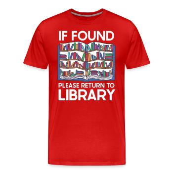 If Found Please Return to Library - Männer Premium Bio T-Shirt - Rot - Vorne - Damien (186cm)