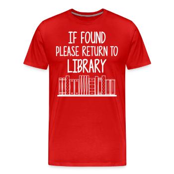 If Found Please Return to Library - Männer Premium Bio T-Shirt - Rot - Vorne - Damien (186cm)