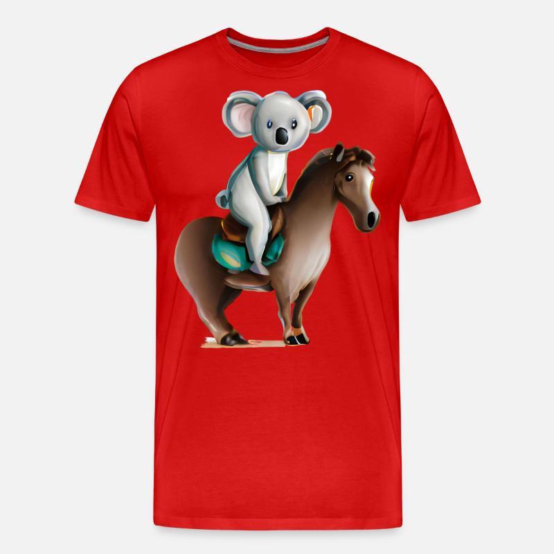 Koala auf einem Pferd - Männer Premium Bio T-Shirt - Rot