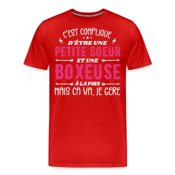 Petite Soeur et Une Boxeuse - T-shirt bio Premium Homme - rouge - Devant - Damien (186cm)