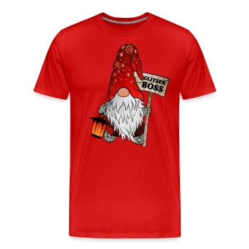 Glitter - Le nain de Noël scintillant - T-shirt bio Premium Homme - rouge - Devant - Damien (186cm)