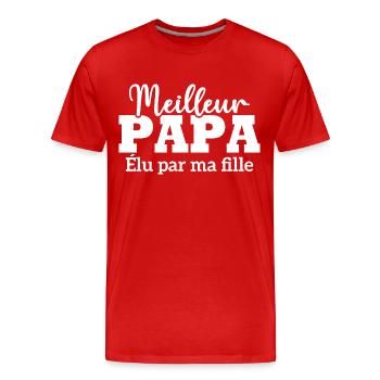Meilleur papa élu par ma fille - T-shirt bio Premium Homme - rouge - Devant - Damien (186cm)