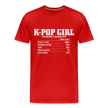K-Pop Fan Gift Korean Pop Music - Men's Premium Organic T-Shirt - red - Front - Damien (186cm)