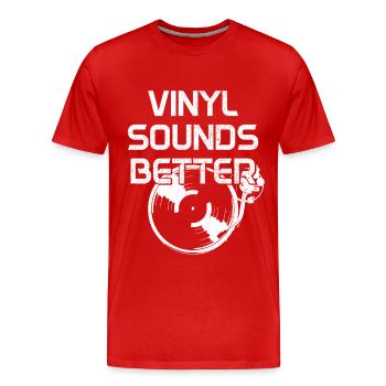 Vinyl Record Collectible DJ Gift - Men's Premium Organic T-Shirt - red - Front - Damien (186cm)