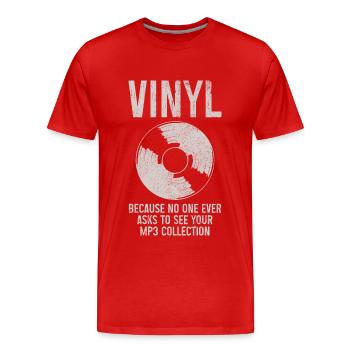 Vinyl Record Collectible DJ Gift - Men's Premium Organic T-Shirt - red - Front - Damien (186cm)