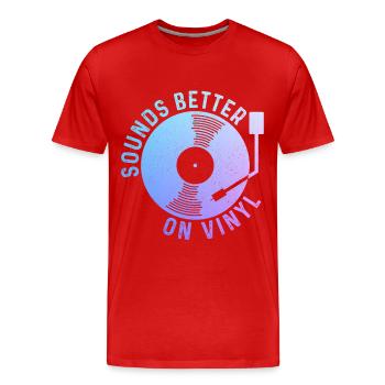 Vinyl Record Collectible DJ Gift - Men's Premium Organic T-Shirt - red - Front - Damien (186cm)