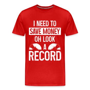 Vinyl Record Collectible DJ Gift - Men's Premium Organic T-Shirt - red - Front - Damien (186cm)