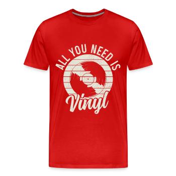 Vinyl Record Collectible DJ Gift - Men's Premium Organic T-Shirt - red - Front - Damien (186cm)