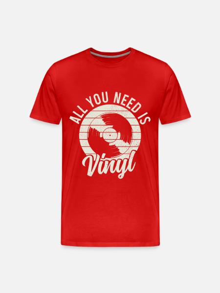 Disque vinyle collection DJ cadeau - T-shirt bio Premium Homme - rouge