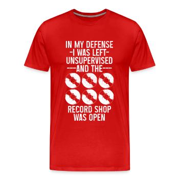 Vinyl Record Collectible DJ Gift - Men's Premium Organic T-Shirt - red - Front - Damien (186cm)