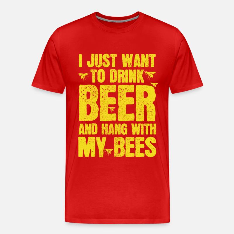 Imker Geschenk Bienen & Bier - Männer Premium Bio T-Shirt - Rot