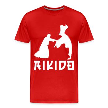 Aïkido - T-shirt bio Premium Homme - rouge - Devant - Damien (186cm)