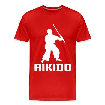 Aïkido - T-shirt bio Premium Homme - rouge - Devant - Damien (186cm)