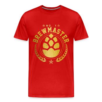 Bière artisanale maître brasseur houblon cadeau - T-shirt bio Premium Homme - rouge - Devant - Damien (186cm)