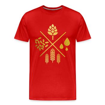 Bière artisanale maître brasseur houblon cadeau - T-shirt bio Premium Homme - rouge - Devant - Damien (186cm)