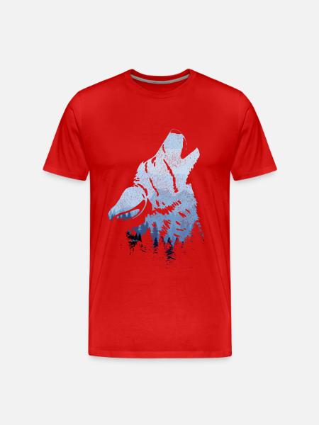Howling Wolf Gift - Men's Premium Organic T-Shirt - red