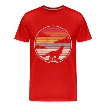 Wolf Geschenk Retro Vintage - Männer Premium Bio T-Shirt - Rot - Vorne - Damien (186cm)