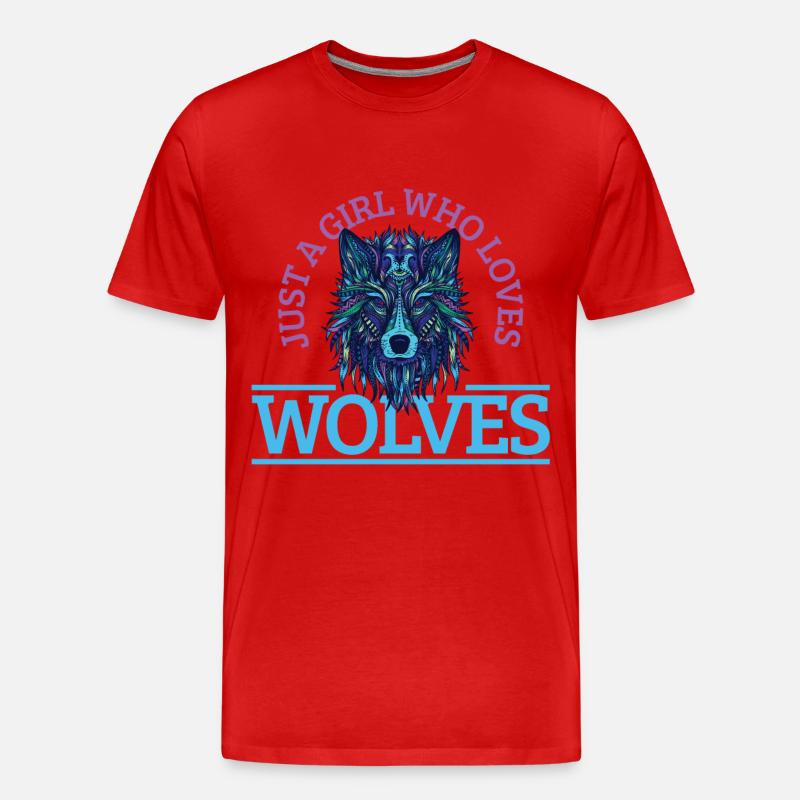 Wolf Geschenk - Männer Premium Bio T-Shirt - Rot