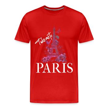 Paris, France, Tour Eiffel, Souvenir - T-shirt bio Premium Homme - rouge - Devant - Damien (186cm)