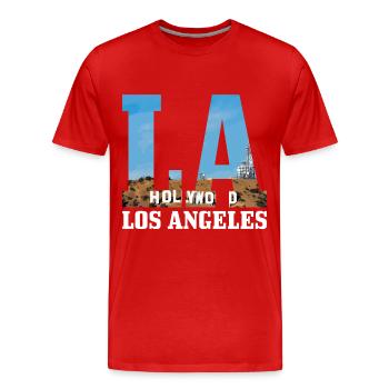 Los Angeles, Californie, Los Angeles - T-shirt bio Premium Homme - rouge - Devant - Damien (186cm)