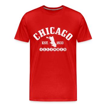 Chicago, Illinois - Männer Premium Bio T-Shirt - Rot - Vorne - Damien (186cm)