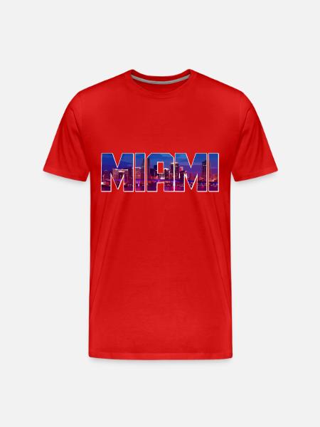 Miami Skyline, Florida, USA - Men's Premium Organic T-Shirt - red