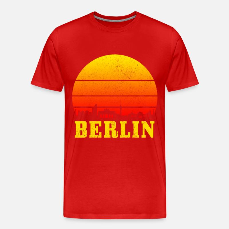 Berlin Skyline Deutschland - Männer Premium Bio T-Shirt - Rot