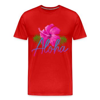 Hawaii Aloha Hawaiianisch Souvenir - Männer Premium Bio T-Shirt - Rot - Vorne - Damien (186cm)