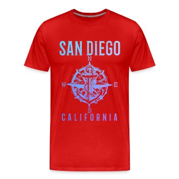 San Diego Kalifornien Vintage Souvenir - Männer Premium Bio T-Shirt - Rot - Vorne - Damien (186cm)